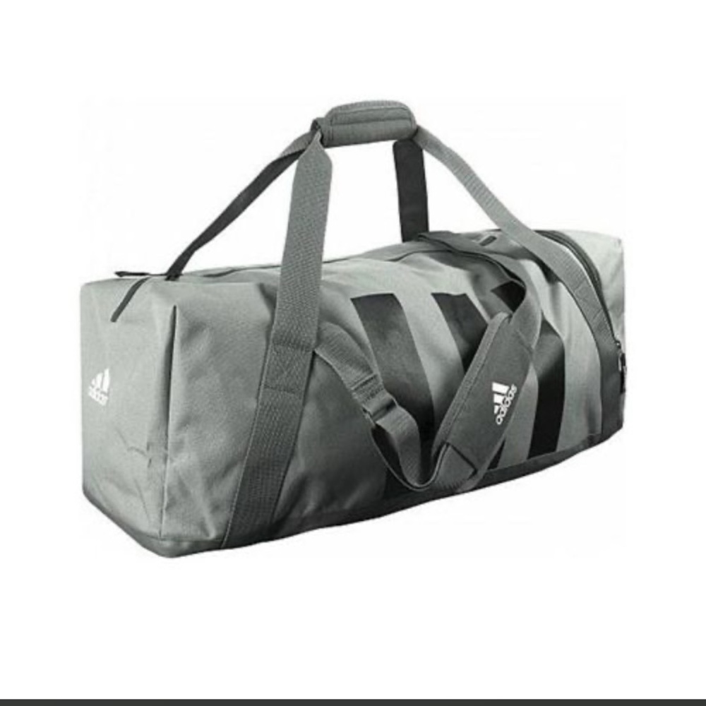 NEW Adidas Golf grey three stripe heavy duty large duffel bag weekender